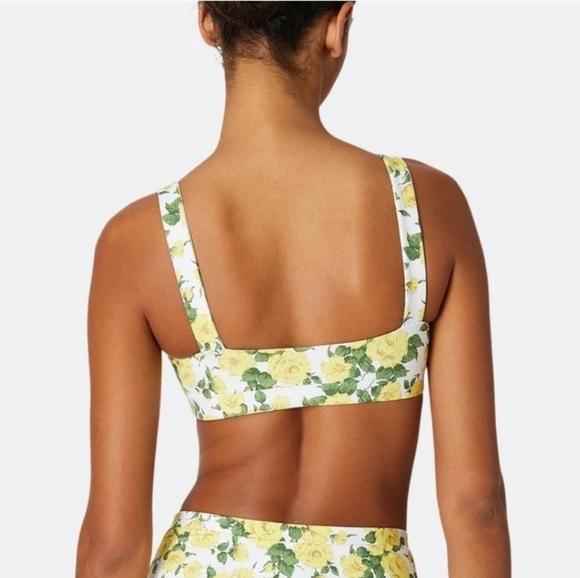 Onia Liberty Yellow Rose Print Zoe Bikini Top - Picture 2 of 7